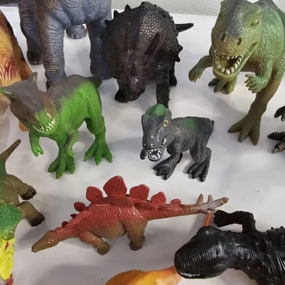 Dinosaur Toy Lot‎ of 21 Mixed Age Size & Make Hard Plastic Prehistoric